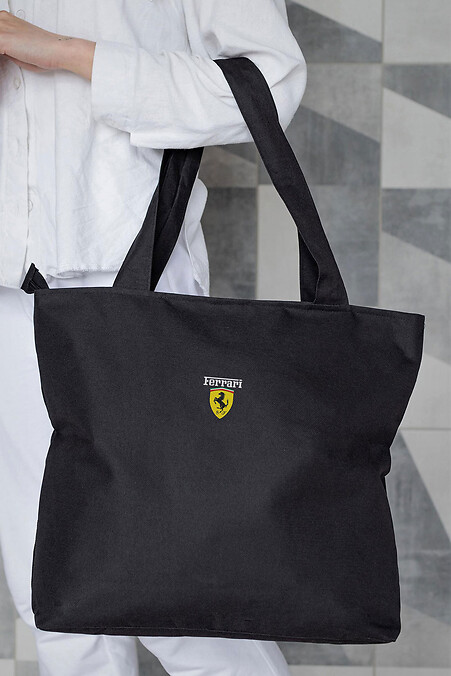 Damen-Eco-Shopper Stofftasche mit Ferrari-Print Schwarz - #8055449