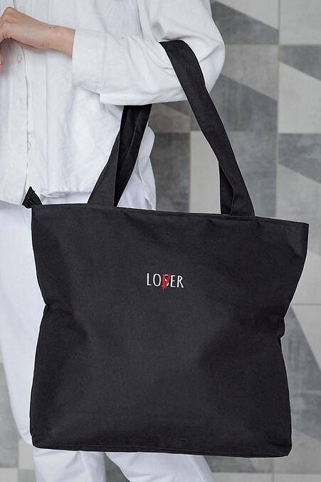 Damen Eco-Shopper Stofftasche mit Print Lover Schwarz - #8055455