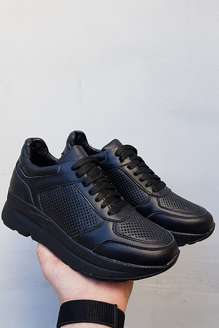 Women's sneakers leather summer black. Sneakers. Color: black. #8019457