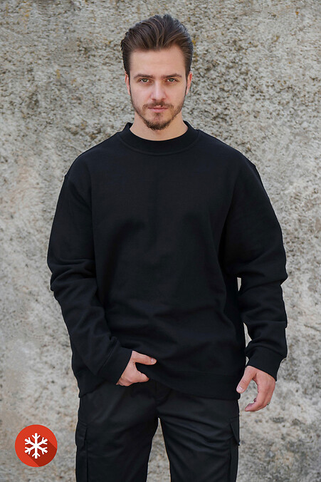 Men's Insulated Oversized Sweatshirt On Fleece Solo Black - #8055467