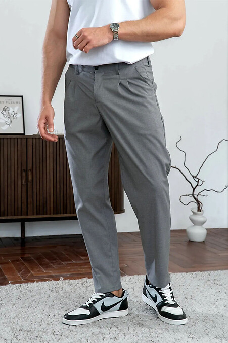 Men's classic slouchy trousers in light grey - #8034470