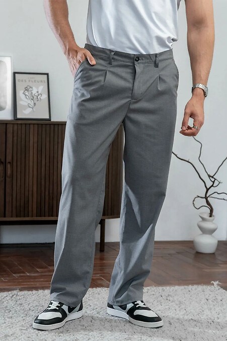 Men's classic straight-leg trousers Classic, light gray - #8034471