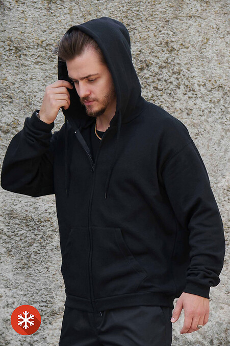 Men's Insulated Zip Hoodie Fleece Zipper Kane Black - #8055471