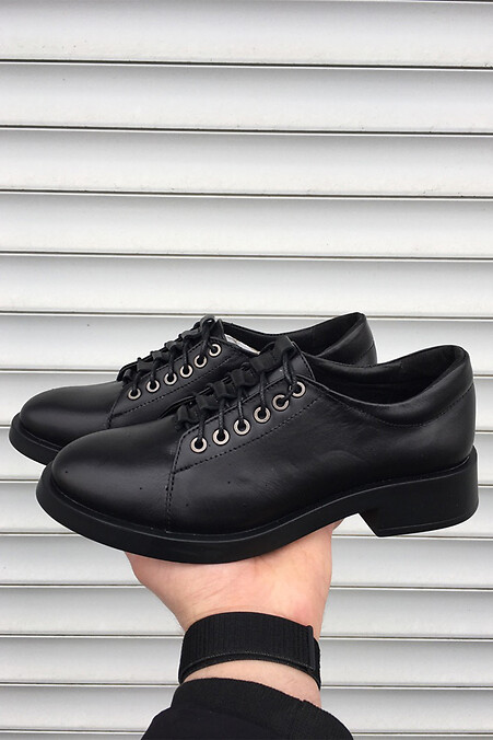 Жіночі туфлі шкіряні чорні - #8019472