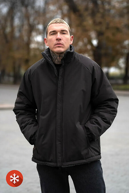 Street Puff Herren-Wende-Winterjacke, Schwarz - #8034473