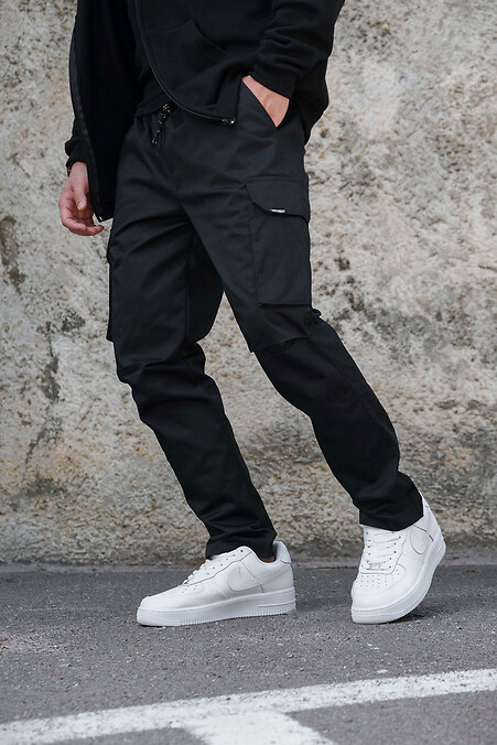 Męskie spodnie cargo z dzianiny Fenix Black - #8055473