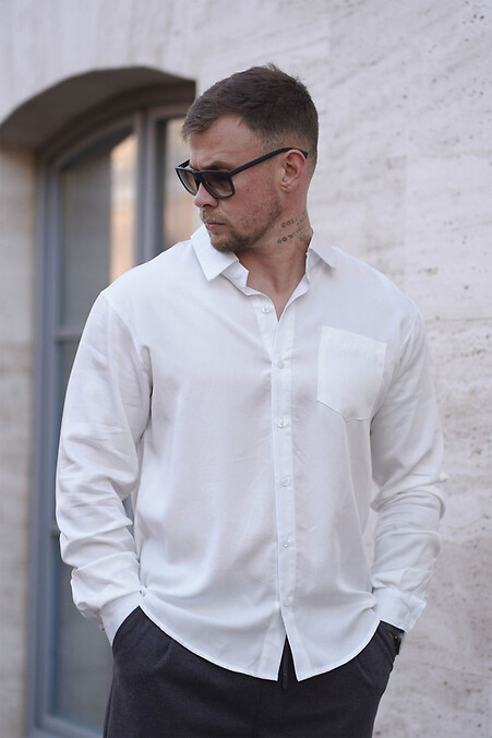 Чоловіча сорочка класична однотонна Tencel Comfort Біла - #8034479