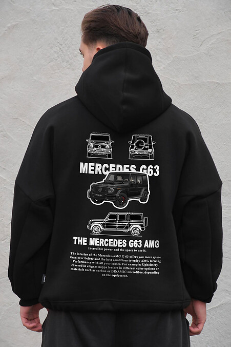 Schwarzer Herren-Oversize-Hoodie aus Fleece mit Kapuze und G63-Print - #8056479