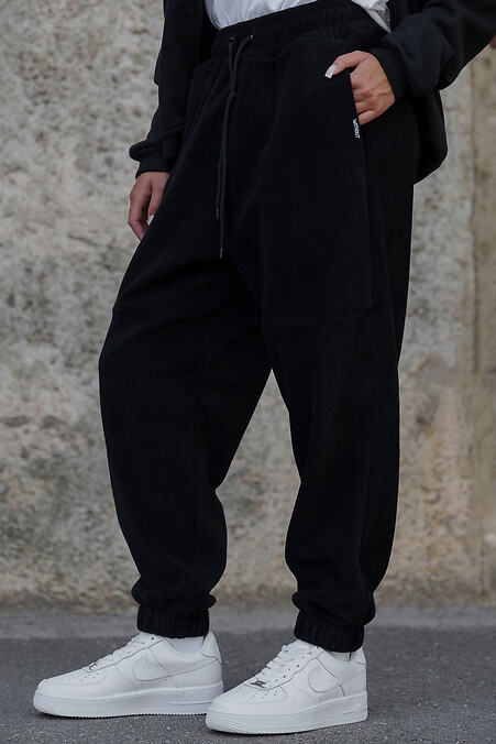 Womens Warm Fleece Sports Pants Joggers Port Black - #8055480