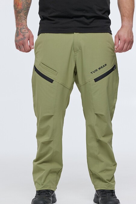 Nylonowe cargo Apache z kieszeniami zapinanymi na zamek, kolor khaki. Spodnie. Kolor: zielony. #8037485