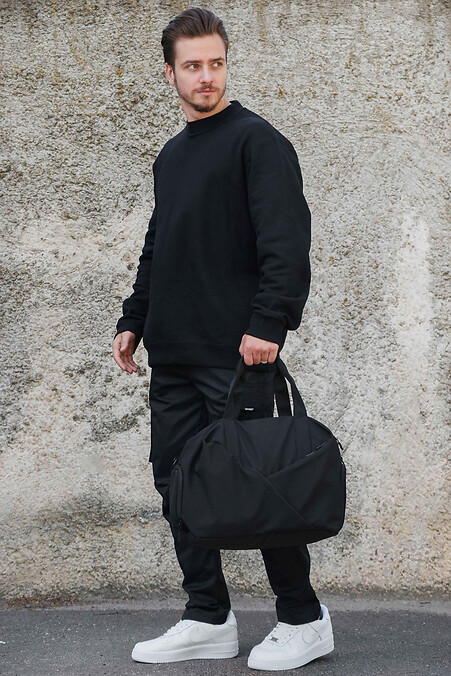 Torba podróżna męska Gym Nylon Czarna - #8055485