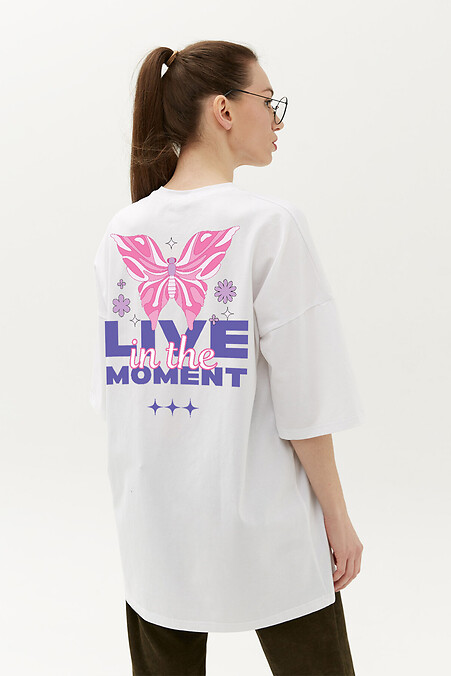 Oversized white t-shirt Live in the moment - #9001486