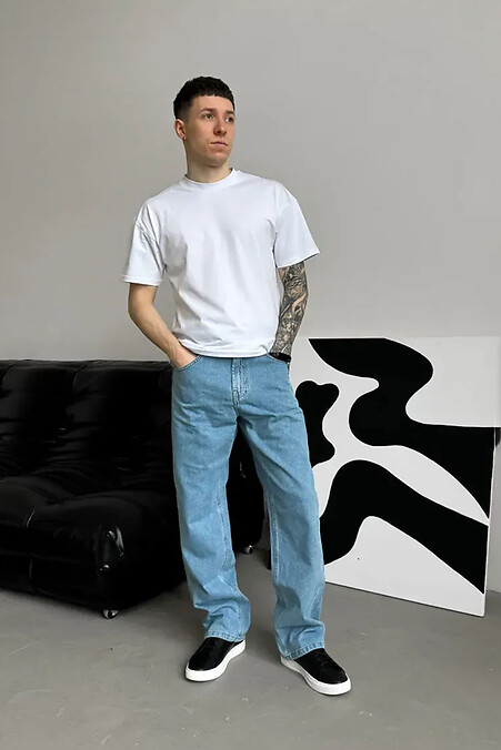 Męskie dżinsy w kolorze niebieskim - #8031491