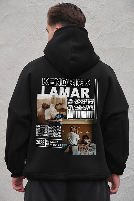 Schwarzer Herren-Oversize-Hoodie aus Fleece mit Kapuze und Kendrick-Print - #8056491