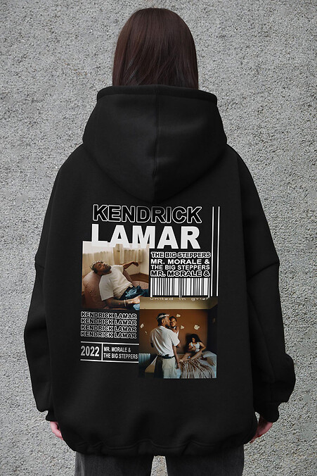 Schwarzer Damen-Oversize-Hoodie aus Fleece mit Kapuze und Kendrick-Print - #8056492