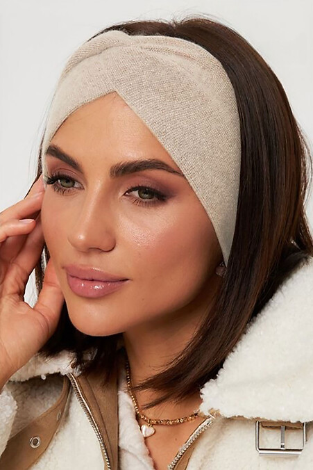 Жіноча напіввовняна пов'язка крем-брюле - #4496493