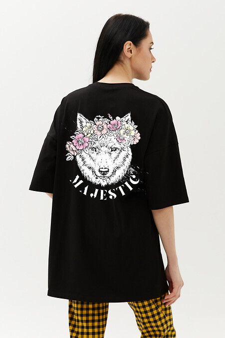 Oversized T-shirt black Majestic - #9001499