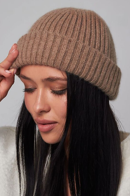 Kurze Beanie-Mütze für Damen mit doppeltem Umschlag - #4496502