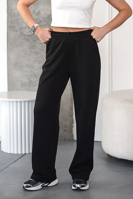 Women's Wide Sport straight knitted mid-season trousers - #8034502