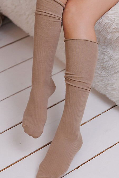 Damen-Kniestrümpfe „Verona“ mit Rippstrick, beige - #2401503