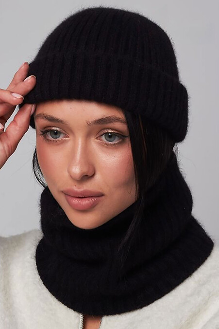 Kurze Beanie-Mütze für Damen mit doppeltem Umschlag - #4496503