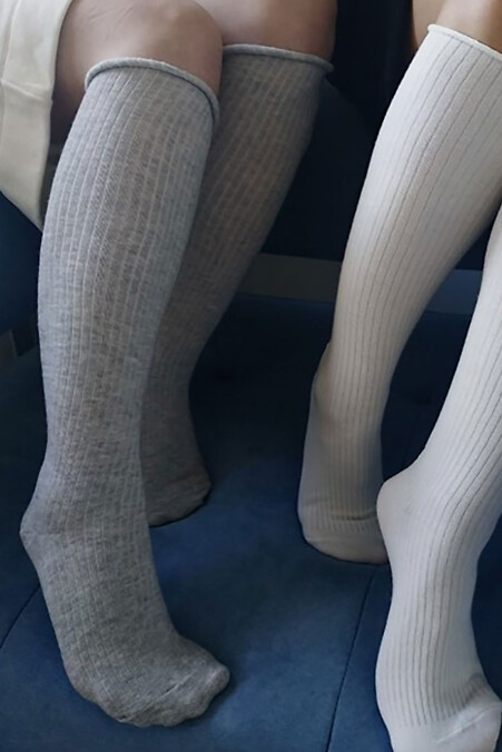 Women's ribbed knee-highs "Verona", gray - #2401504
