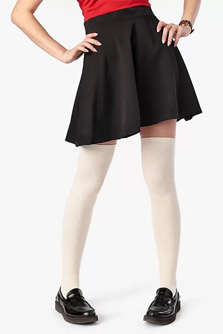 Жіночий гладкий гольф-заколінок молочного кольору - #2401505