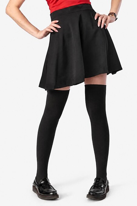 Women's smooth black knee-high socks - #2401506