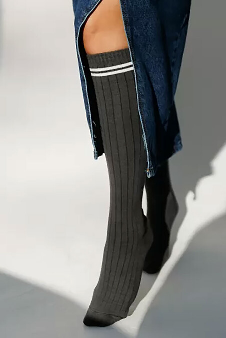 Women's gray wool knee-highs - #2401508