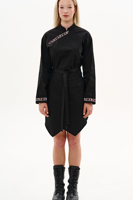 Oversized shirt dress with a belt "Umi". Dresses. Color: black. #8037508