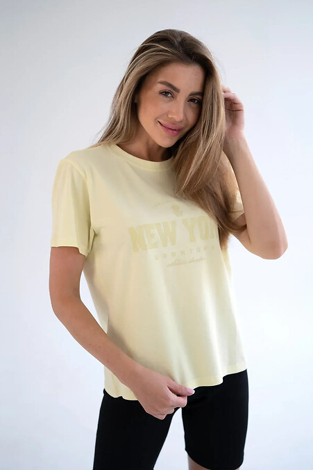 Футболка женская из хлопка Teamv New York лимонного цвета - #8034514