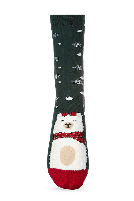 Жіночі шкарпетки "Лапландія", темно-зелені - #2401522