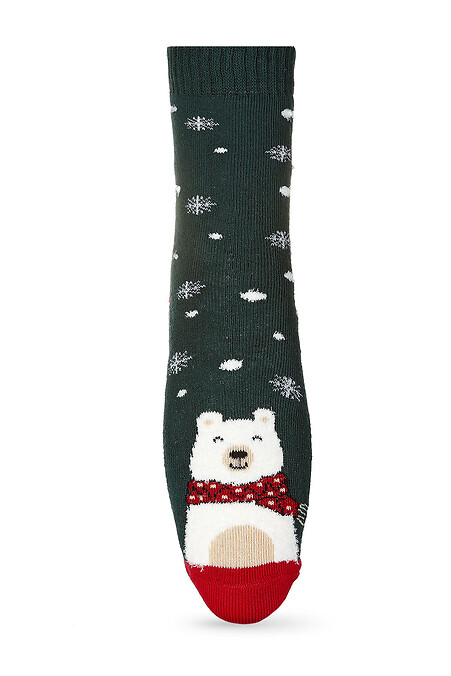 Дитячі шкарпетки "Лапландія", темно-зелені - #2401528