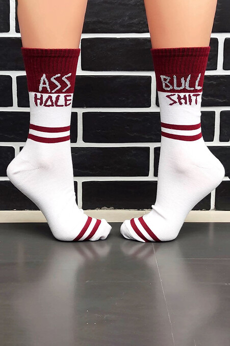 Носки Bull shit. Гольфы, носки. Цвет: красный, белый. #8024530