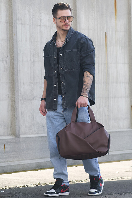 Men's Gym Brown Travel Luggage Bag - #8049530