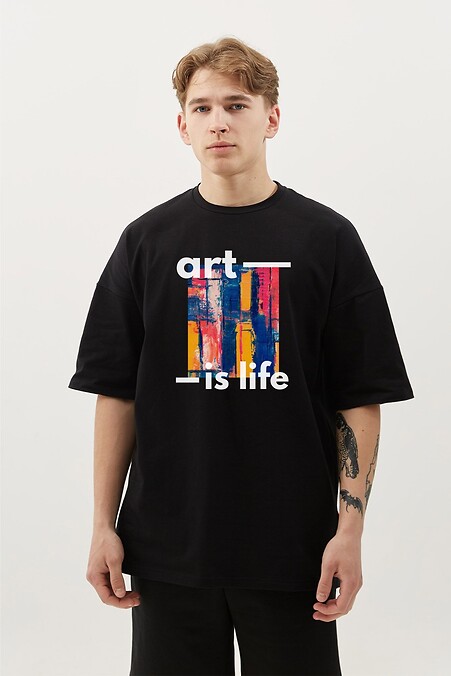 Oversize-T-Shirt „Kunst ist Leben“. T-Shirts. Farbe: das schwarze. #9001531
