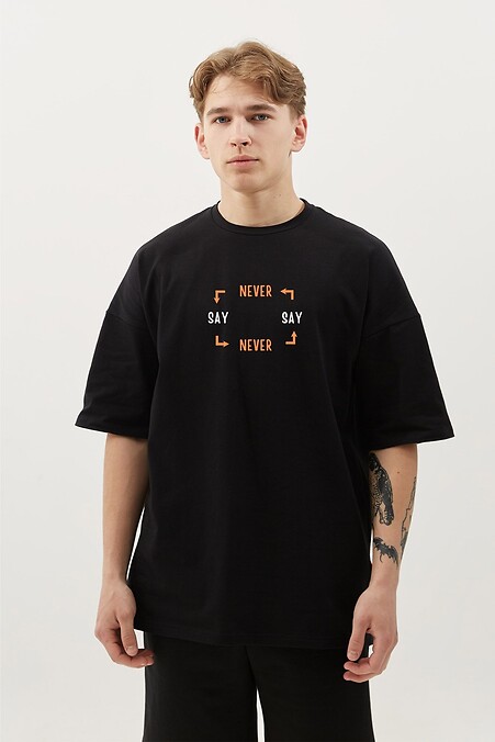 Koszulka oversize Never say never. Koszulki. Kolor: czarny. #9001533