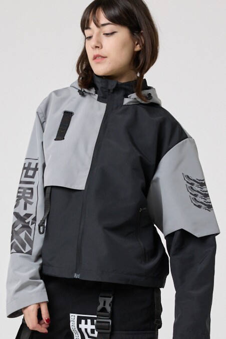 Женская ветровка в стиле киберпанк "Argent", серый с черным. Верхняя одежда. Цвет: серый. #8037534
