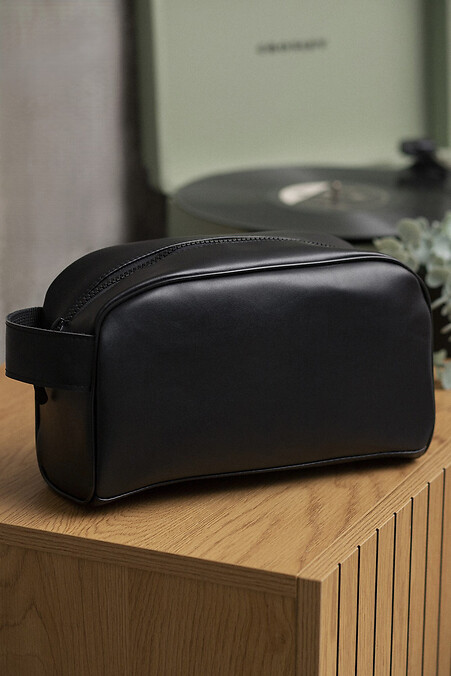 Leder Kosmetiktasche Reisetasche Necessary Cosmetic Schwarz - #8049535