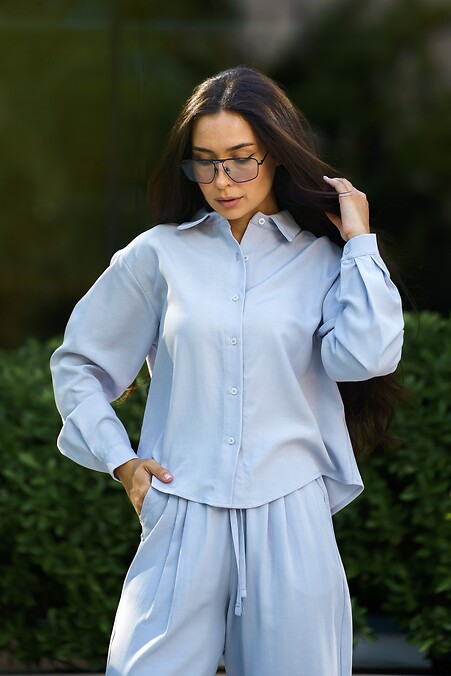 Women's summer linen shirt Tencel Linen Blue. Blouses, shirts. Color: azure. #8034536