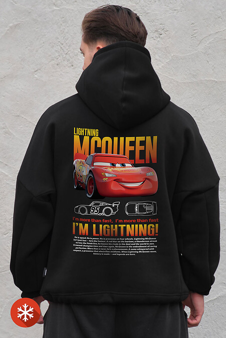 Чоловіче Оверсайз Худі Толстовка На Флісі З Капюшоном Та Принтом Mcqueen Black - #8055536