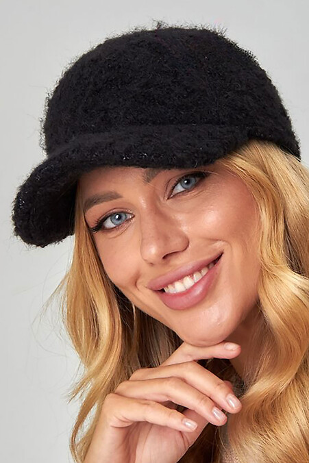 Жіноча букльована бейсболка чорного кольору - #4496544