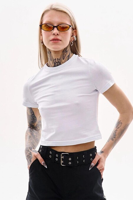 Top made of stretch fabric "Baza", white. T-shirts. Color: white. #8037545