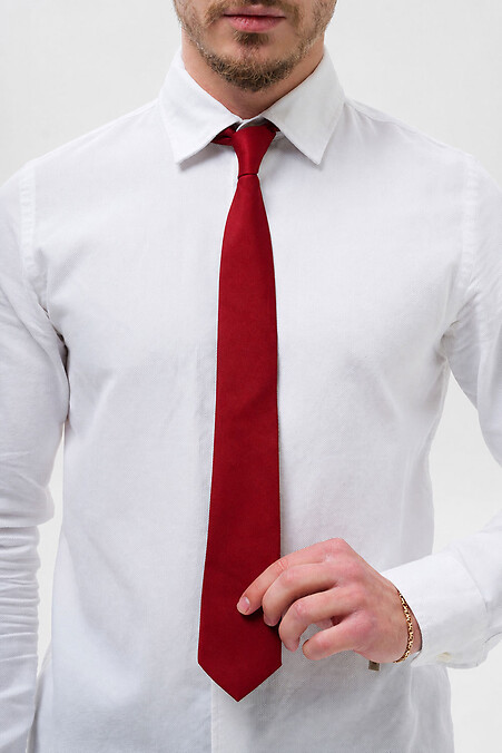 Schmale klassische Herrenkrawatte Castle Bordo - #8056551
