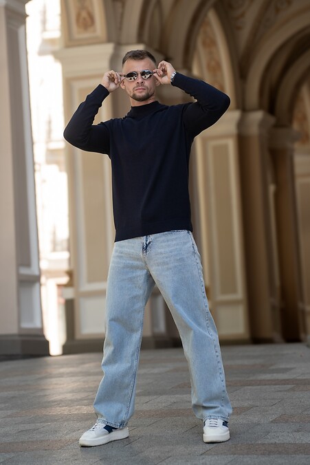 Men's straight denim jeans Loose Fit Gray-blue - #8034559