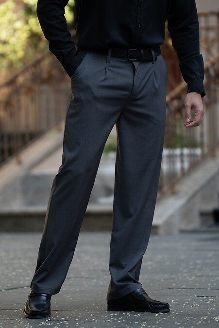 Men's classic straight loose fit trousers Classic Teamv Dark gray - #8034561