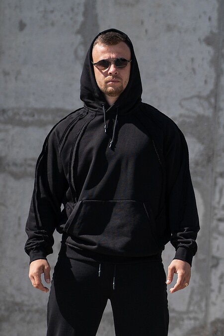Men's oversized hoodie made of thick cotton TMV Armor Black - #8034562