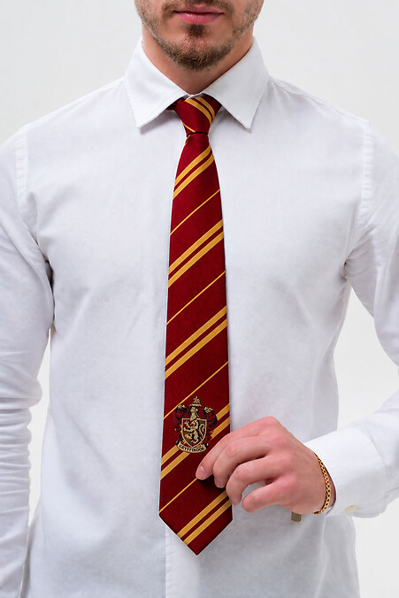 Męski, wąski, klasyczny krawat z motywem Harry'ego Pottera – Gryffindor. Krawaty. Kolor: czerwony. #8056562
