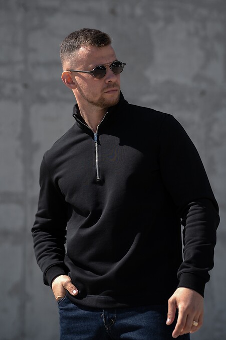 Męska bluza zapinana na zamek z kołnierzem zapinanym na zamek TMV ZIP Black - #8034563