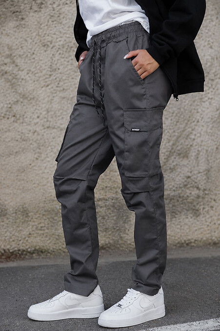 Fenix Gray Women's Knit Cargo Pants. Trousers, pants. Color: gray. #8056567